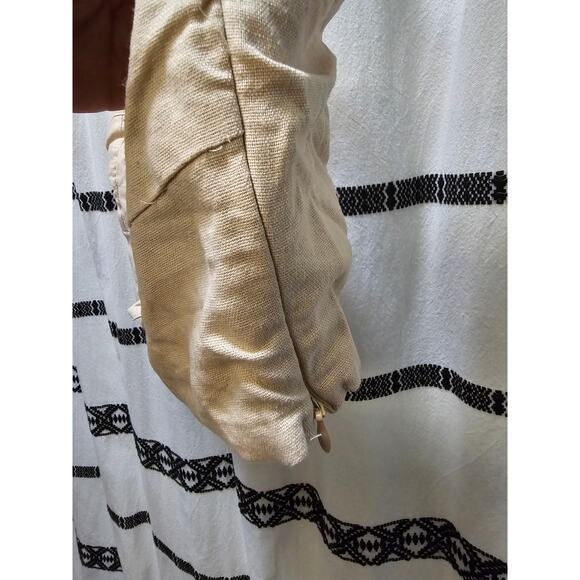 Le Lis Collection beige linen blend bustier crop top tank with bow smocked M - Picture 6 of 11